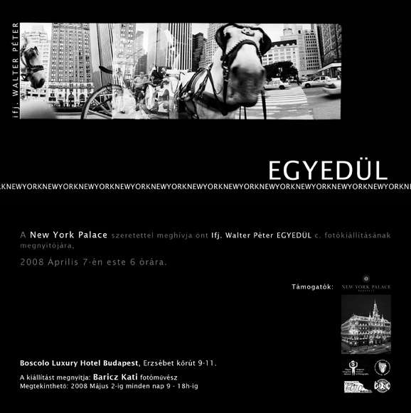 ifj. Walter Péter: Egyedül – New York  – önálló fotókiállítása